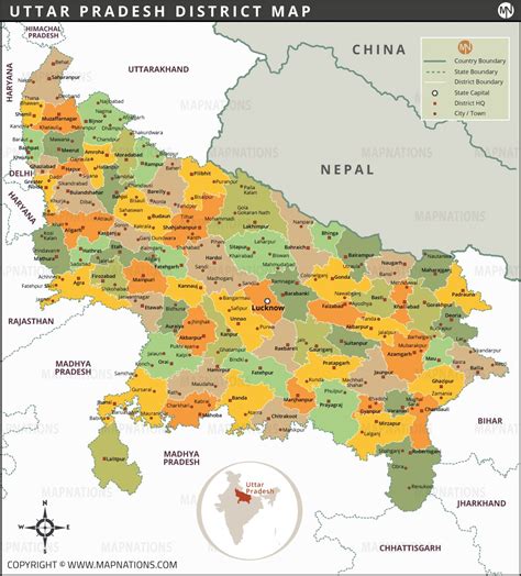 Uttar Pradesh District Map, UP District Map - Administrative Boundaries ...