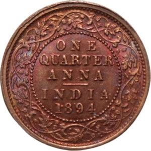 Prideindia 1 Quarter Anna (1894) Victoria Empress British India Old and ...