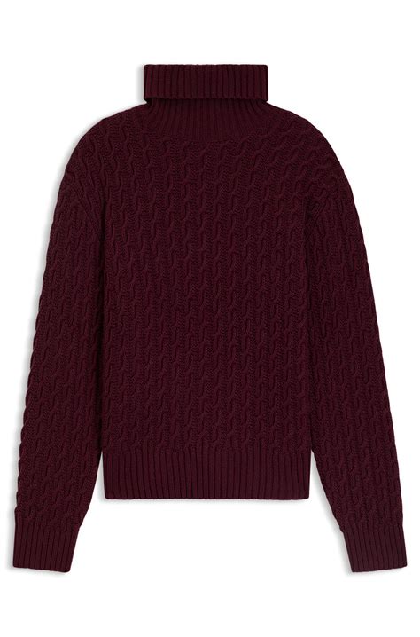 BOSS - BECKHAM x BOSS cable-knit sweater in wool and cashmere - Dark Red