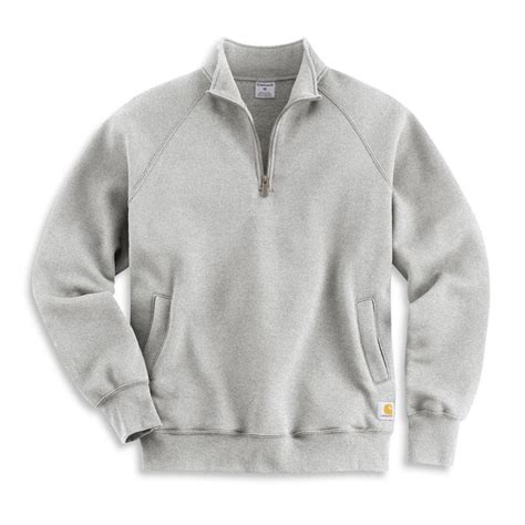 Carhartt Men's Heather Gray Midweight Quarter-Zip Mock-Neck Sweatshirt