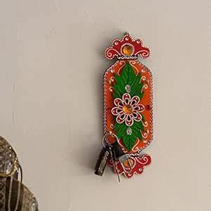 eCraftIndia Floral Key Holder (11 cm x 3 cm x 30 cm, Orange, Red, Green ...