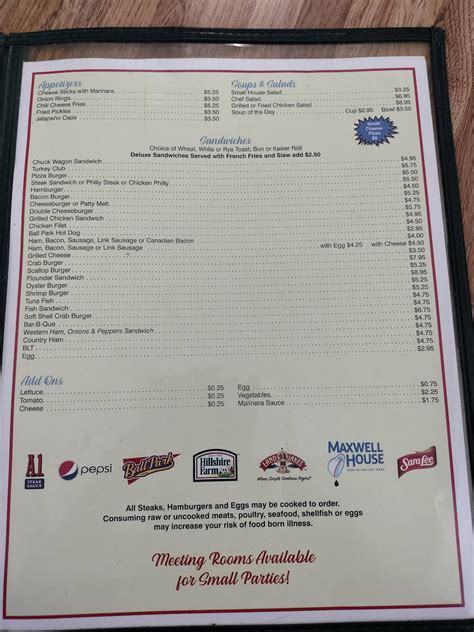 Menu at Cox Family Restaurant, Morehead City