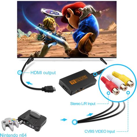 Buy RCA to HDMI Converter, AV to HDMI, Composite CVBS to HDMI Adapter ...