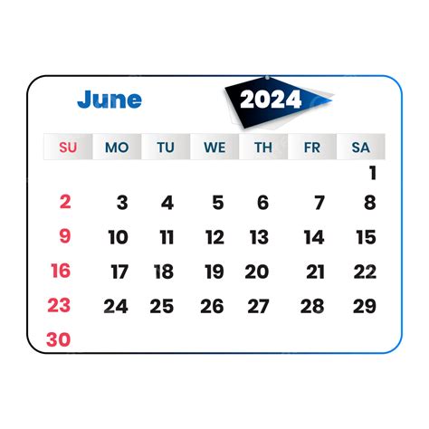 June 2024 Single Month Calendar Design Vector, June 2024, June 2024 ...