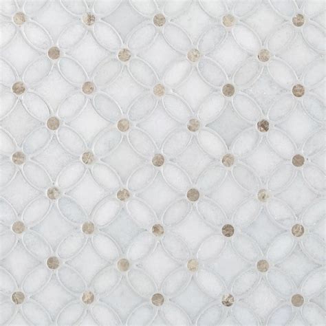 Carrara Chateau Flower Marble Mosaic | Floor and Decor
