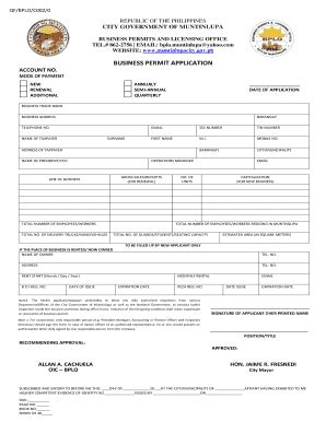 Business Permit ApplicationCity Government Of Muntinlupa - Fill and ...