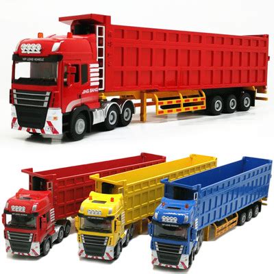 合金大卡车模型半挂式重型运输车重卡自卸翻斗货车工程车儿童玩具-淘宝网