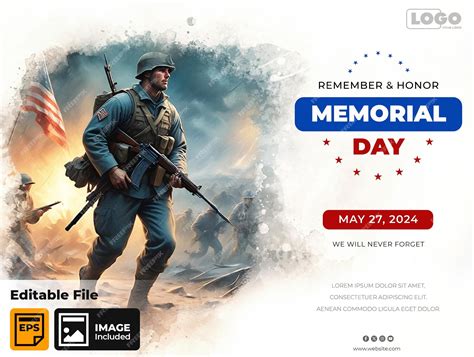 Premium Vector | Memorial Day social media post template with image of soldi