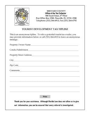 Tourist Development Tax Tip Line Form - Fill Out, Sign & Share Online ...