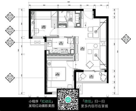 两室两厅一卫室内设计平面布置图图片免费下载_红动中国