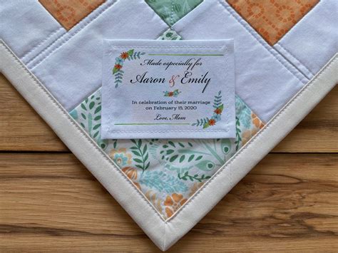 Wedding Quilt Labels Personalized Sewing Label Quilts Custom - Etsy