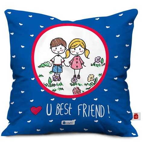 Buy Indigifts Love You Best Friend Printed Satin Cushion Cover for BFF ...