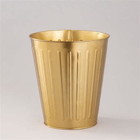 Gold Round gold waste bin – Indecraft