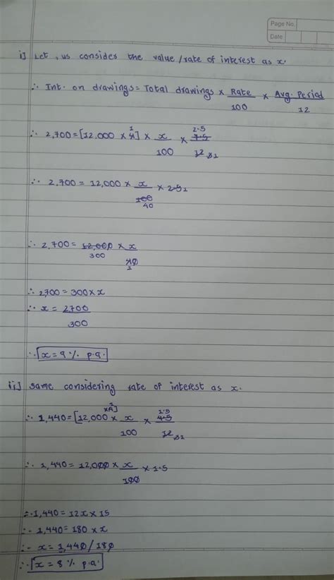 Q. 94. Calculate the rate of interest on drawings in the following ...