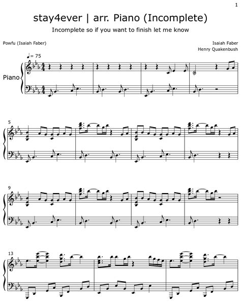 stay4ever | arr. Piano (Incomplete) - Sheet music for Piano