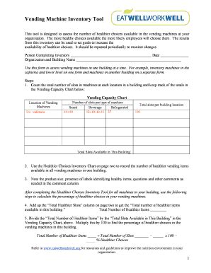 Fillable Online Vending Machine Inventory Tool Fax Email Print - pdfFiller