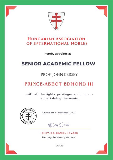 Senior Academic Fellow of the Hungarian Association of International ...
