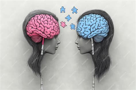 Neuroethology neuroplasticity surreal image of two brains with puzzle ...