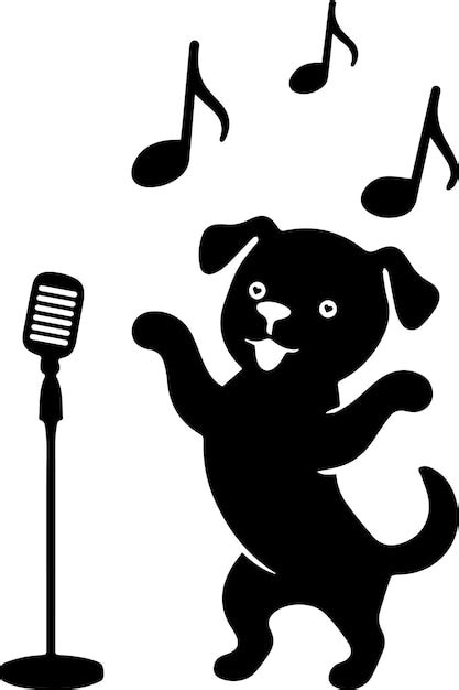 Funny lovely and cute simple design singer and dancing dog silhouette ...