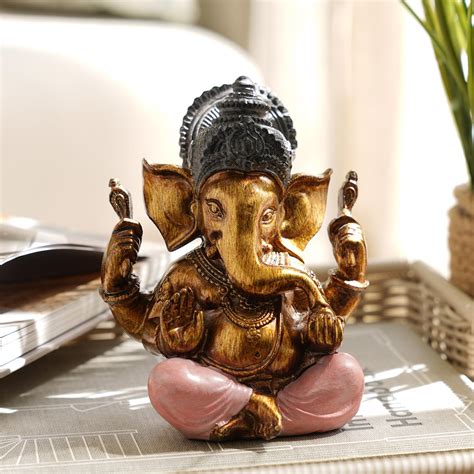 Buy PURE HOME + LIVING Pink Antique Finish Polyresin Ganesha Figurine ...