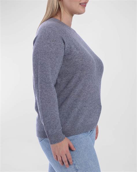 Minnie Rose Plus Size Cashmere Crewneck Sweater | Neiman Marcus