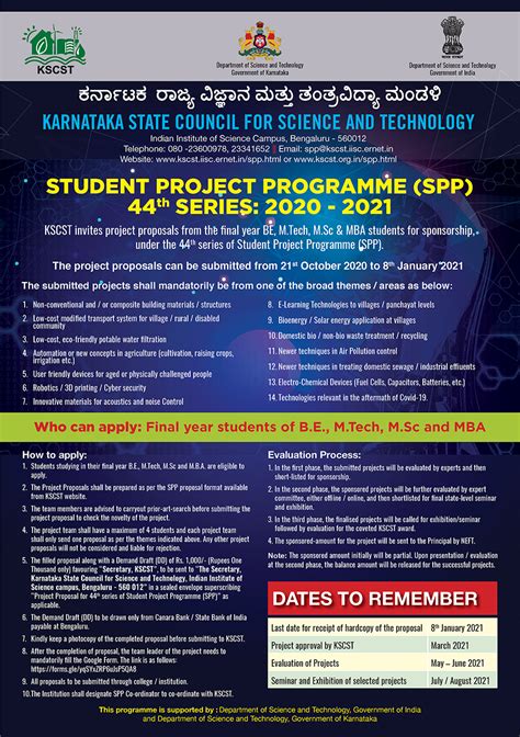 KSCST : Student Projects Programme