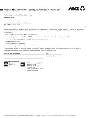 Fillable Online ANZ Credit Card Overlimit Fee Opt OutWithdraw Consent ...