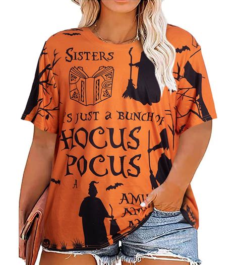 KimSoong Women Plus Size Hocus Pocus Shirts Sanderson Sisters Graphic ...