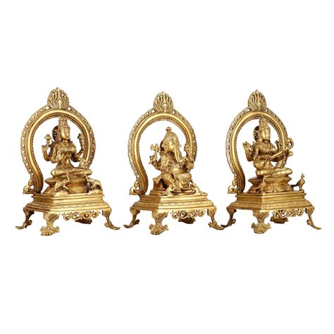 Buy Brass Superfine Ganesh, Lakshmi, and Saraswati Idol Set 15 ...