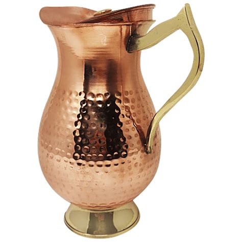 Buy Mr. Copper King Pure Copper Mughlai Handicraft Water Jug With Lid ...