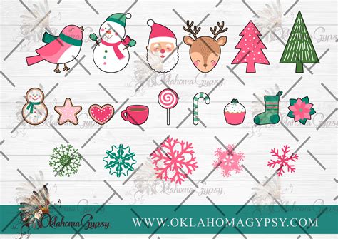 Pink Christmas Clip Art + Doodle Letters, Uppercase Alphabet Set, Pink ...