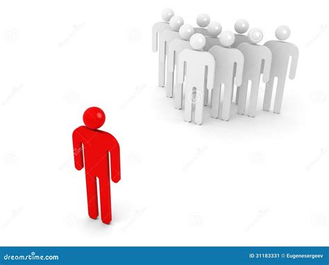Group of Schematic People and One Opposite Red Stock Illustration ...