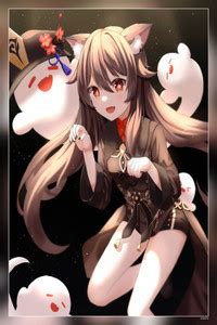 Anime Girls Genshin Impact Hutao Genshin Impact Cat Girl Hd Matte ...
