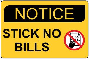 JEEPL NOTICE STICK NO BILL SIGNAGE BOARD, ACP with vinyl, SIZE : 8X12 ...
