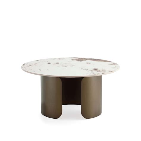 Manhattan Comfort Glam Round Stone Gold 31.49-in W x 15.35-in H Coffee ...