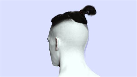 Man Bun -Low Fade Hair Cut 3D Model by khaloui