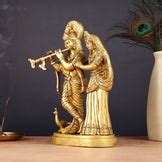 Pure Brass Radha Krishna with Peacock Idol - 11 inch – Budhshiv.com