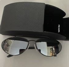 Buy Prada SPR 62V Black On Black Polarized Metal Aviator Logo ...