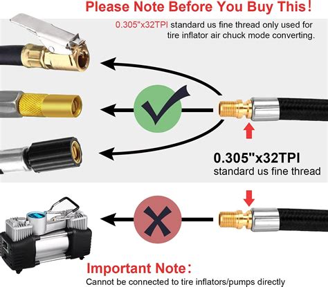 Buy LUMITECO 20 Inch Lengthened Tire Inflator Hose Adapter for Screw ...