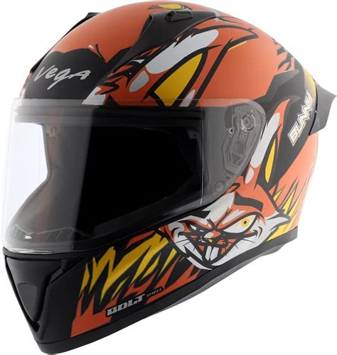 Vega Bolt Bunny Full Face Helmet Dull Black Red, Size: M(57-58 cm ...