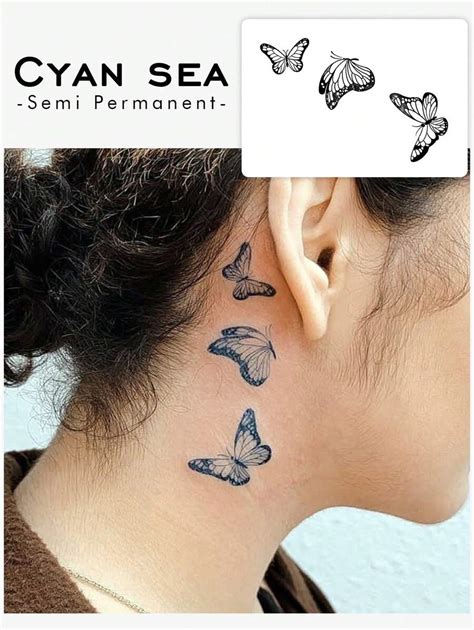 1pc Dark Style Flying Butterfly Waterproof Temporary Tattoo Sticker ...