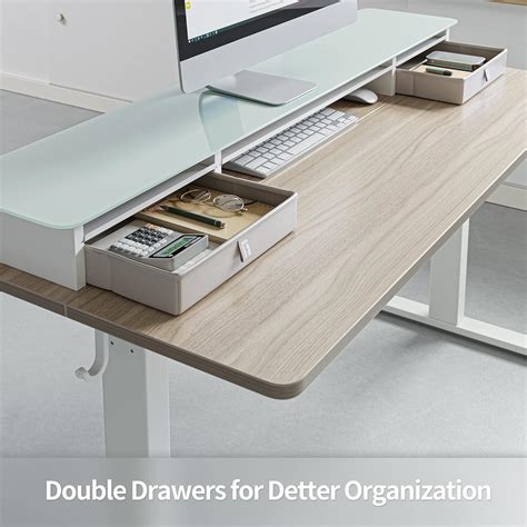 Buy FEZIBO Electric Standing Desk with Glass Top Monitor Stand,55 x 24 ...