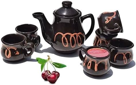 Buy Pure Source India Ceramic Tea Set - 1 Ketal/Pot and 6 Cups for Kids ...