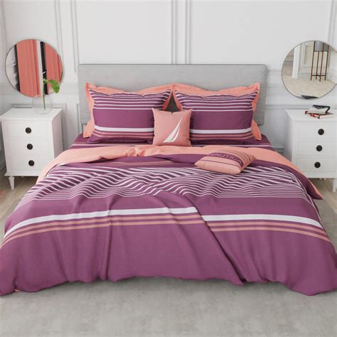 Buy NAUTICA Hampton Cotton 210TC Striped 3Pcs King Bedsheet Set from ...