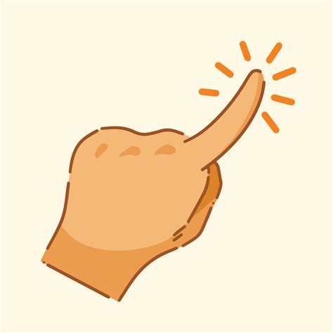 Hand index finger touch action colored vector icon illustration ...