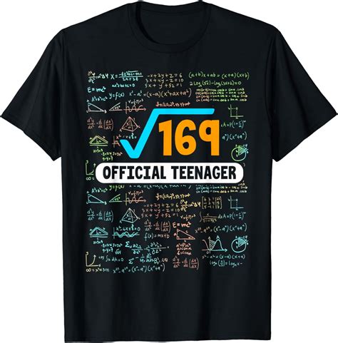 Square Root Of 169 13 Years Old Official Teenager Birthday Black short ...