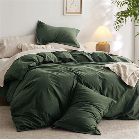 Amazon.com: Bedsure 100% Washed Cotton Duvet Cover King Size - Olive ...