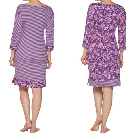 CAROLE HOCHMAN Size L Batik and Stripe Sleepshirt Set PLUM – NYC Moda ...