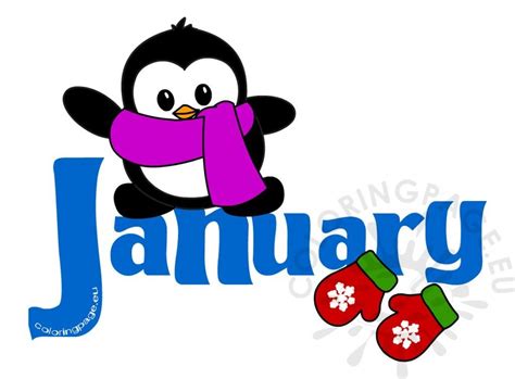 See related image detail. January month penguin clip art | Coloring Page