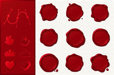 ? vector Wax seals red SET #ZIP#elements#drawn#design | Print design ...